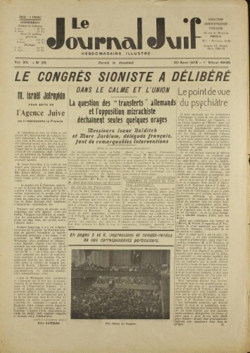 Le Journal Juif N°35 ( 30 août 1935 )